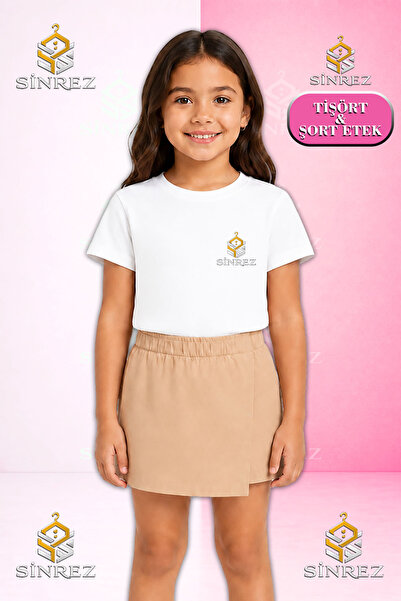 SİNREZ Set pentru fete UST LOGO Tricou cu mânecă scurtă imprimat Fustă scurtă
