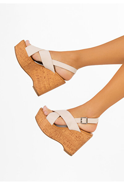 B T Shoes Sandale cu platformă Nedeea bej