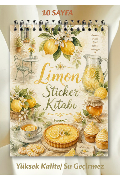 VORACRAFT Limon Temalı Sticker Kitabı Planner Journal Ajanda Scrapbook Seti S...
