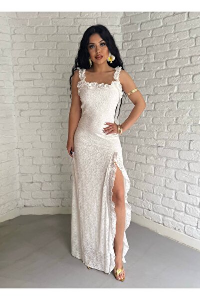 moneta boutique فستان نسائي بفتحة خلفية من الدانتيل