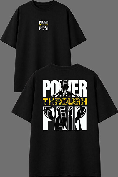 VSRN Power Pain Design Crna Oversize Majica sa Dvostranim Tiskom