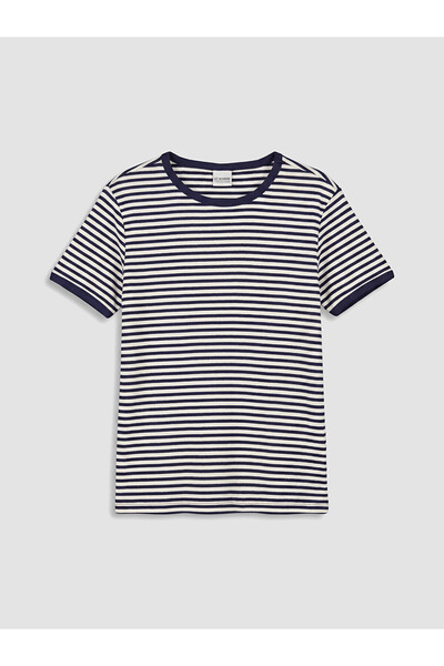 LC Waikiki Crew Neck Glittery Striped Girls' T-Shirt