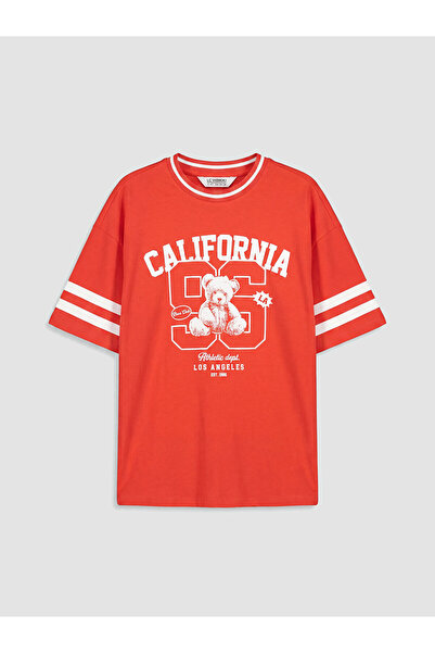 LC Waikiki تي شيرت بناتي مطبوع عليه California من Peak New Season برقبة دائرية