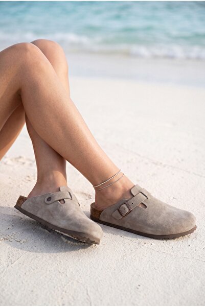 Brexia Dune Women's and Men's Genuine Cork Sole Suede Buckle Closed Toe Anato...