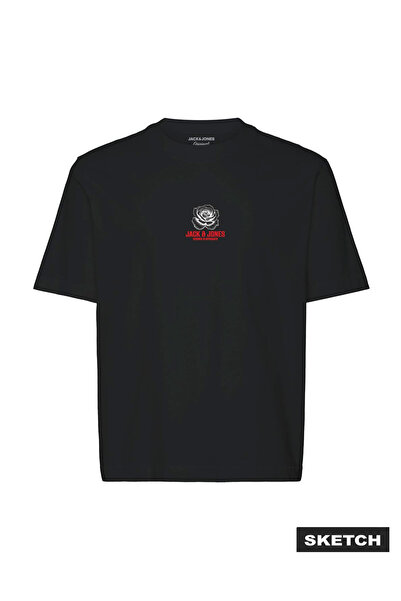 Jack & Jones Siyah Erkek Regular Fit Logo Baskılı T-Shirt 12306238 JORRUDE TE...