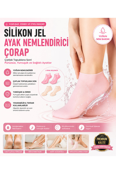 Şahin Silikon Jel Ayak Nemlendirici Çorap – Çatlak Topuk Bakım Çorabı 1 Çift
