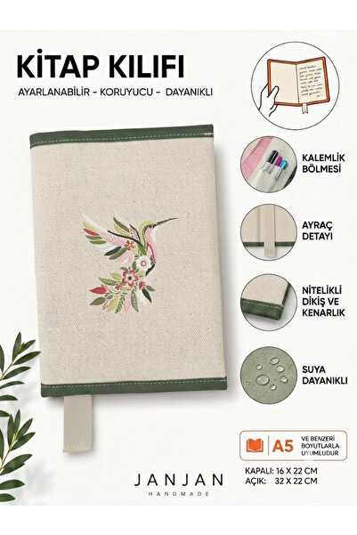 JANJAN DOĞAL KUMAŞ Kitap Kılıf,Yıkanabilir Kitap Kılıfı,Kitap Koruyucu,32x22 ...