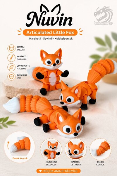 Figyfun Hareketli Mini Tilki Figürü 2 Adet Hayvan Figür Oyuncak Çocuk Hayır T...