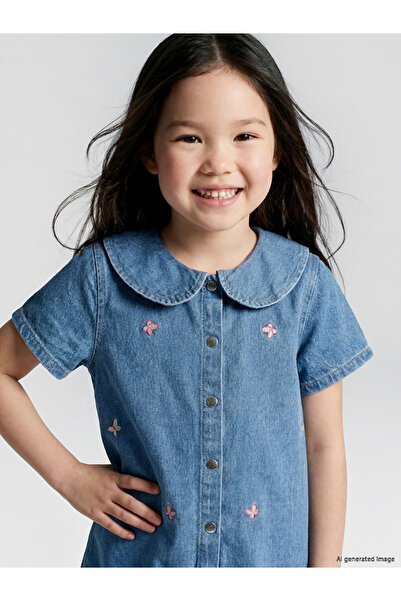 LC Waikiki Girl's Embroidered Jean Dress