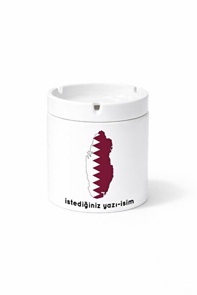Kirbi Reklam منفضة سجائر مطبوعة على الوجهين بتصميم علم قطر، هدية