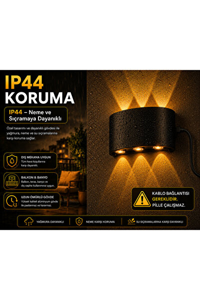LUMIXA ENERJİ 10W İÇ VE DIŞ APLİK 3+3 DEKORATİF ÇİFT YÖNLÜ APLİK (ELEKTRİKLİ)...