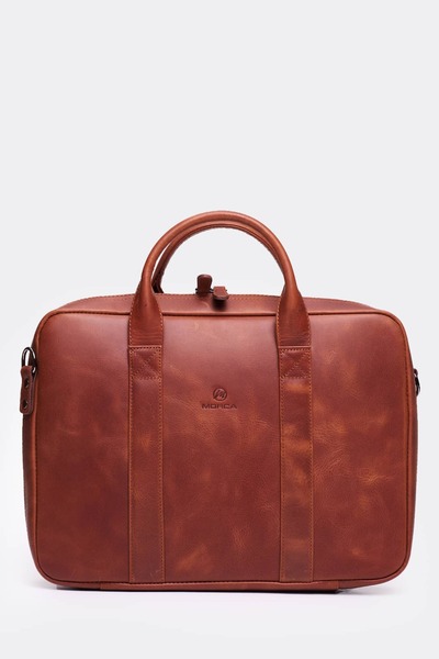 MORCA MacBook Organizer Genuine Leather Laptop Briefcase 13" & 14" Inch Crazy...