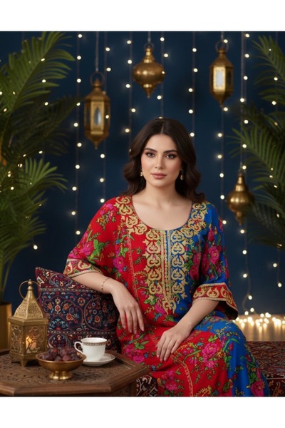 ASIAN Sheikhah Model Butterfly Robe Made of Cotton Fabric with Gold Embroidery