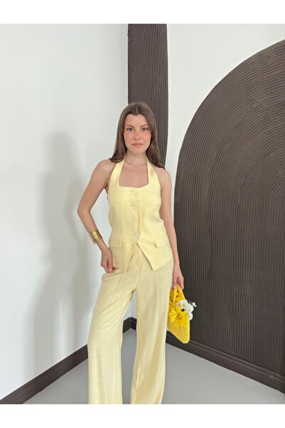 Ekim Store Halter Neck Linen Jacket and Pants Set