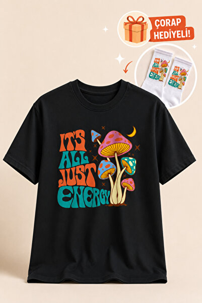 barsdepo Retro Mushroom Printed Unisex Premium Kaliye T-Shirt |   Socks with ...