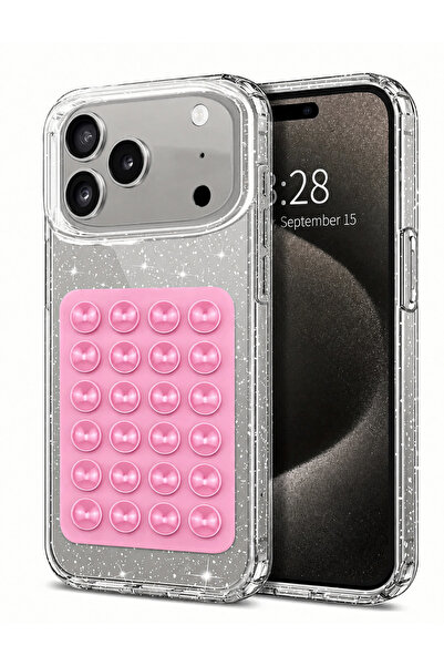 EDELFU iPhone 17 PRO MAX / 18 PRO MAX uyumlu - Simli Sert Sararmaz Şeffaf Kıl...