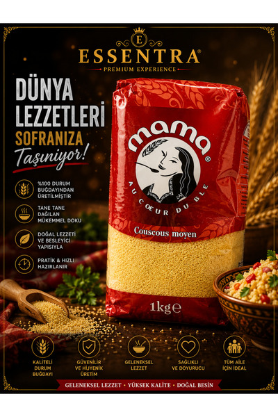 Essentra Home Mama Couscous Moyen İnce Taneli Kuskus 1 kg İnce Bulgur Alterna...