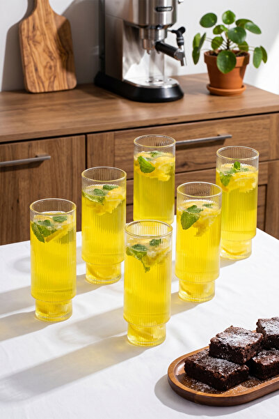 Porsima 04179 6-Piece Glass Soft Drink Cup Tea Coffee Cup Mug Transparent 350 ml
