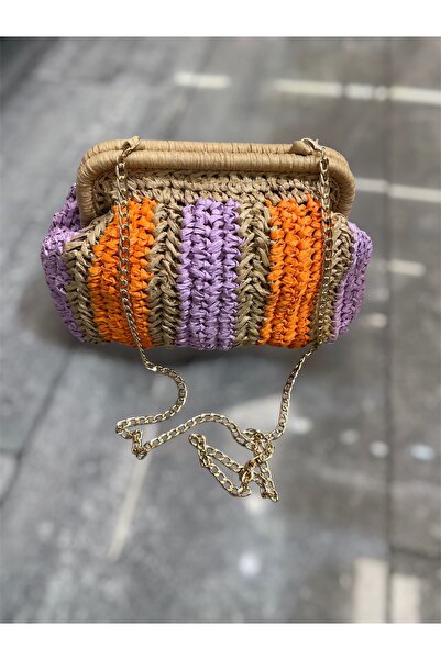 Fuschia Paris Lila Hasır Çanta