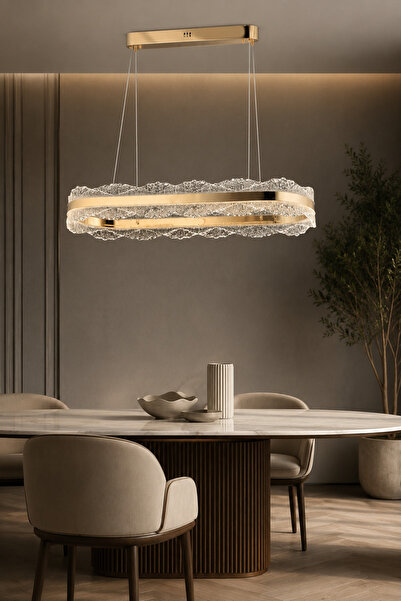 Taşcan Aydınlatma Granada Gold Sarkıt Led Avize Modern Luxury Salon Yemek Mas...