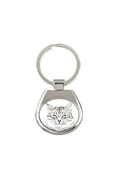 Art - Dog Art-Dog Pisică Siberiană Breloc Metalic Personalizat – Imprimat Arg...