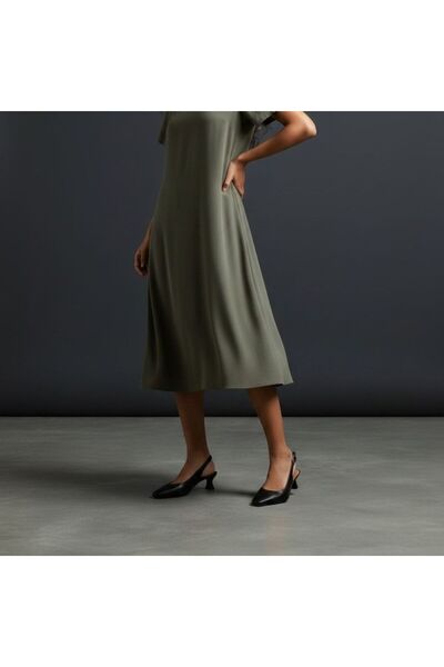 NE&VE SHOES Black Leather Women's Thick Heeled Shoes