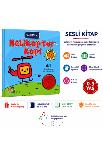 Espri Toys HELİKOPTER KOPİ ÇOCUK SESLİ KİTAP EĞİTİCİ HİKAYE KİTABI