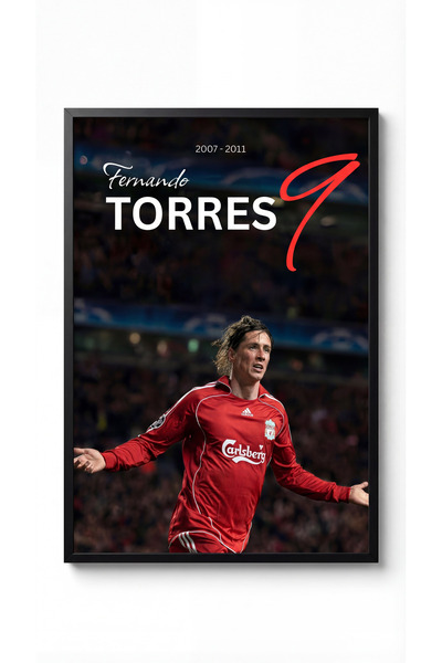 icontablo Fernando Torres Liverpool Siyah Çerçeveli Tasarım Tablo Futbol Spor...