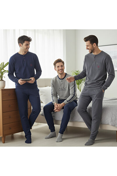 BONBON Men's Cotton Bundle and Dowry Set 3 Pieces 2-Piece Pajama Set Bb2480