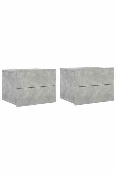 vidaxl Noptiere, 2 buc., gri beton, 40x30x30 cm, lemn prelucrat