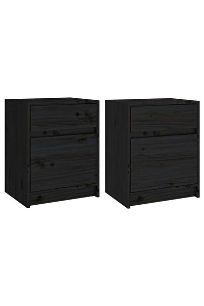 vidaxl Noptiere, 2 buc., negru, 40x31x50 cm, lemn masiv de pin