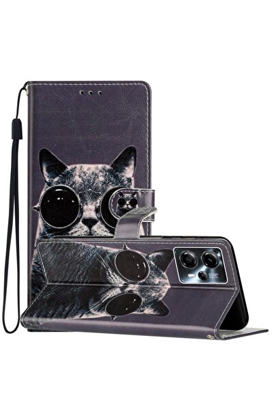 sscase Painted Pattern Θήκη Πορτοφόλι Sunglasses Cat (Motorola Moto G13 / G23)