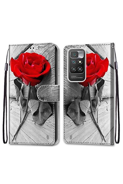 sscase Wood and Roses Θήκη Πορτοφόλι Wood Red Rose (Xiaomi Redmi 10)