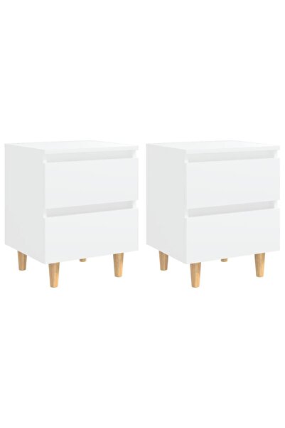 vidaxl Noptiere cu picioare lemn masiv pin, 2 buc., alb, 40x35x50 cm
