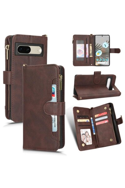 sscase Multi Zipper Θήκη Πορτοφόλι Brown (Google Pixel 7 5G)