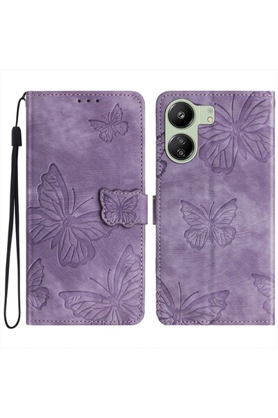 sscase Butterfly Imprinted Θήκη Πορτοφόλι Purple (Xiaomi Redmi 13C/Poco C65)