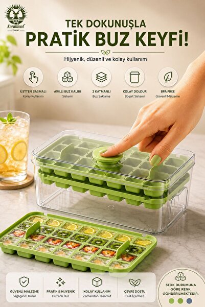 KaraWent Home Top-Pressing Chamber Ice Box Smart Ice Mold 2-Layer Ice Storage...