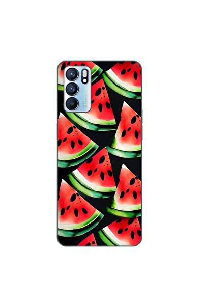 OEM Θήκη συμβατή με Oppo Reno6 5G Σιλικόνης Gel TPU με σχέδιο Φέτες Καρπουζιού