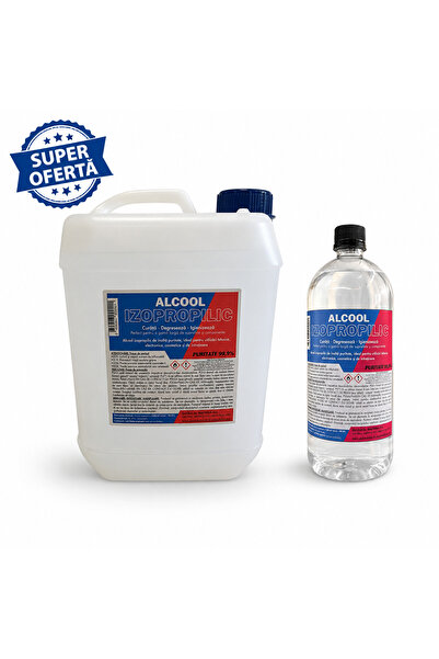 IPA Pachet Avantajos 99, 9% Premium: Canistra Alcool Izopropilic 5L + Sticla ...