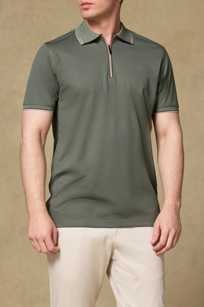 Abbate Tricou polo pentru bărbați, din bumbac mercerizat Nero, croială modern...