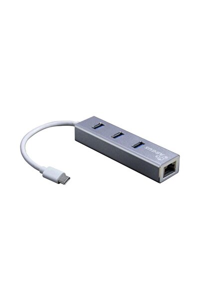 Inter-Tech USB хъб Argus IT-410-S, USB Type-C - RJ45 Гигабит, 3 x USB 3.0, Ср...
