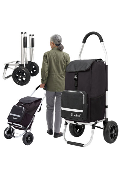 Mardil Cărucior de cumpărături 45L, termoizolant, impermeabil, negru, pliabil