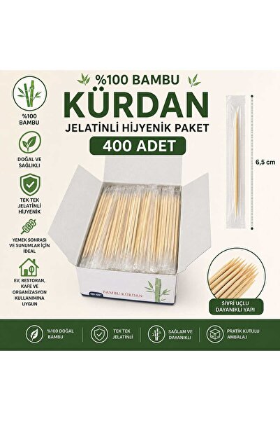 Vi Caro 400 Adet %100 Bambu Jelatinli Kürdan Tek Tek Paketli Hijyenik Servis ...