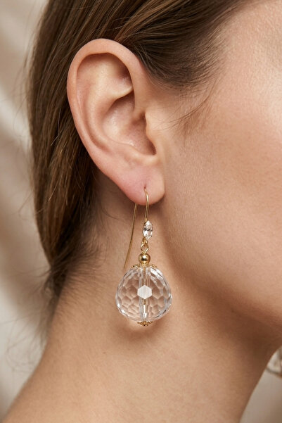 PETEK AKSESUAR Acrylic Faceted Ball Hanging Hook Earrings