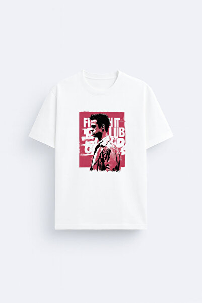 cesita Fight Club Printed Crew Neck White T-Shirt T-Shirt