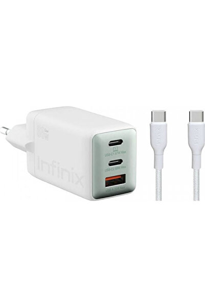 INFINIX Φορτιστής με θύρα USB-A και 2 θύρες USB-C και καλώδιο USB-C - USB-C 6...