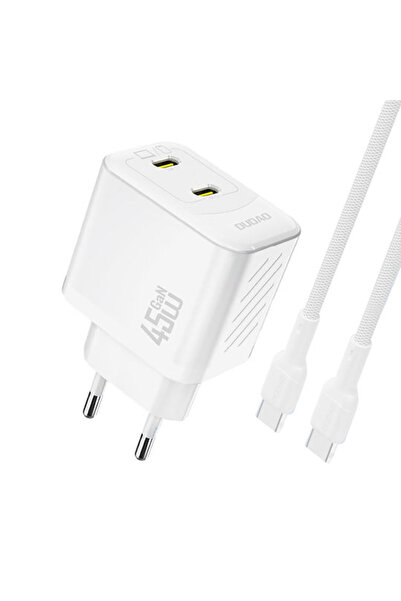 DUDAO Φορτιστής GaN με 2 θύρες USB-C και καλώδιο USB-C σε USB-C, 45W Power De...