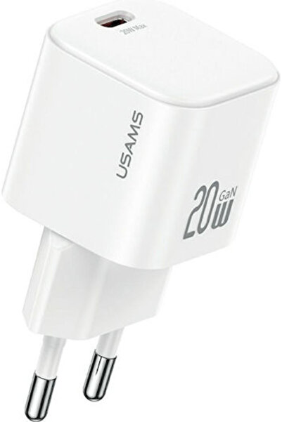 Usams Φορτιστής GaN με Θύρα USB-C και Καλώδιο USB-C - Lightning 20W Power Del...