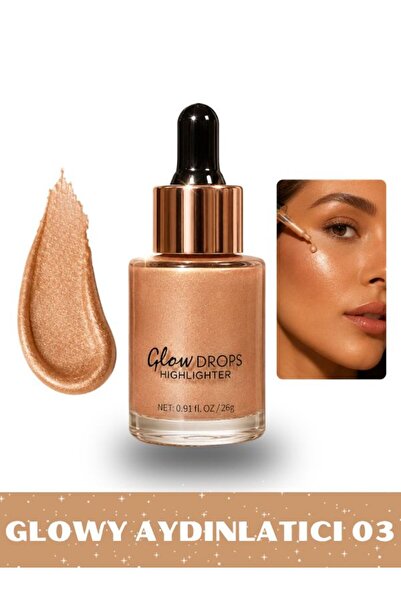 NUNUKO Işıltılı Glow Drops Yüz ve Vücut Aydınlatıcısı - Likit Highlighter (26...