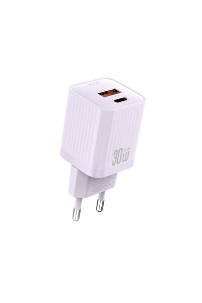 Xo Φορτιστής Χωρίς Καλώδιο με Θύρα USB-A και Θύρα USB-C 30W Μωβ (L149)